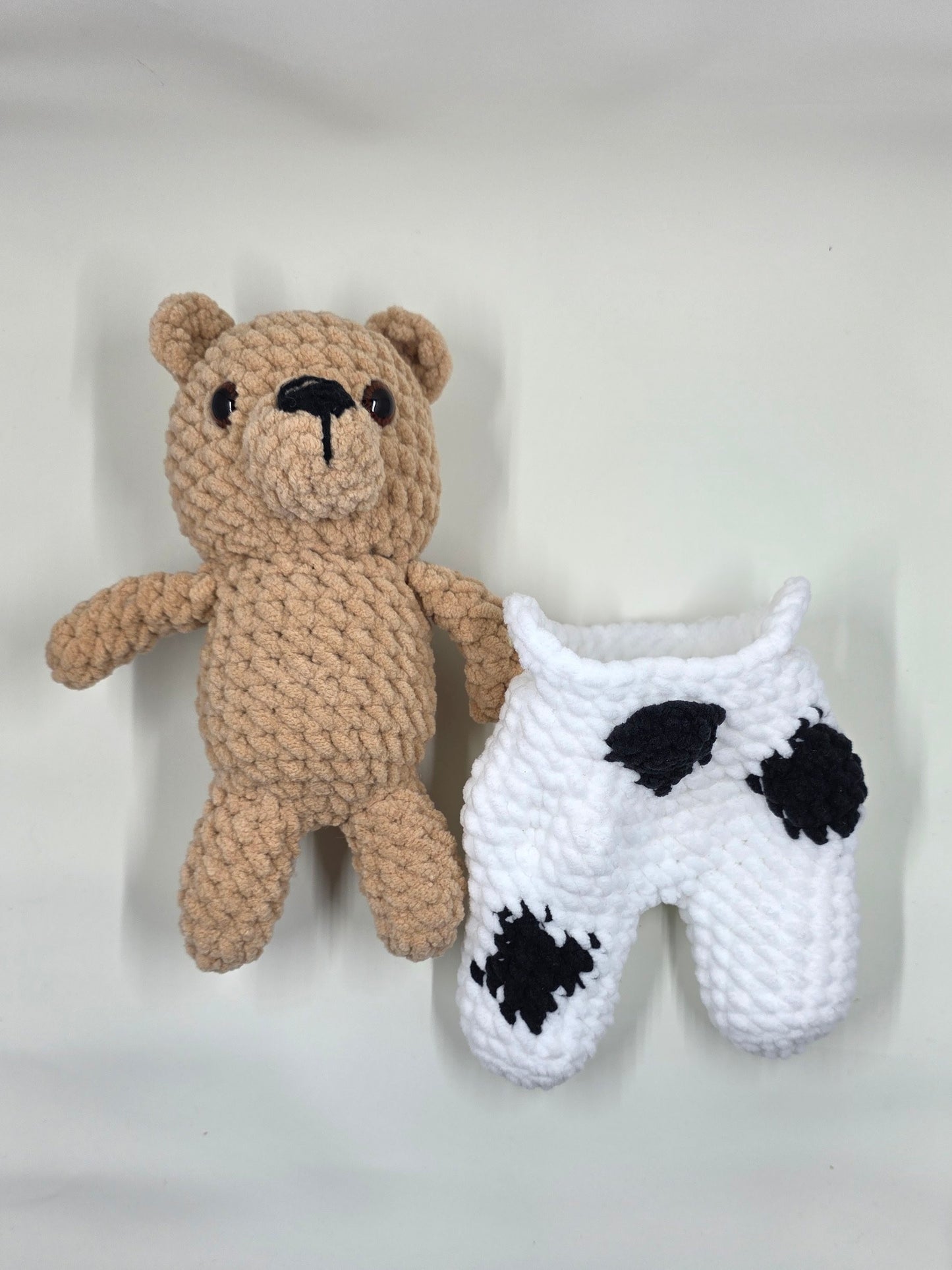 🐻 Crochet Bear Plush with Cow Overalls